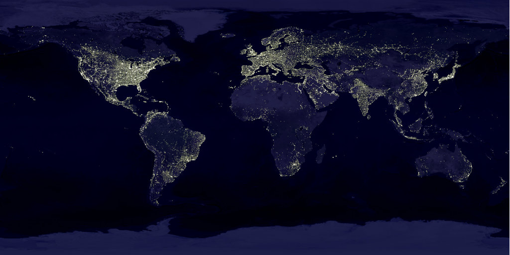 The Earth as seen by night in 1995 (source: NASA)